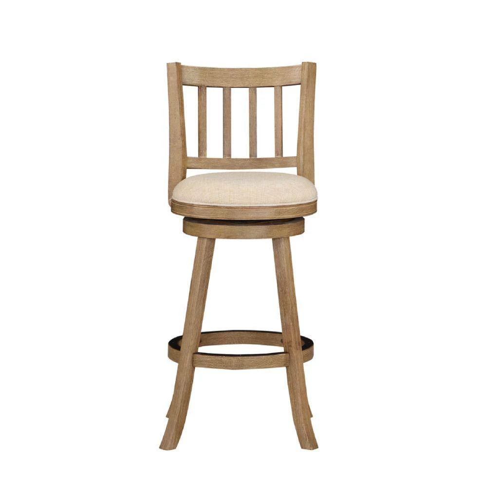 43.5 in. Ivory Rubberwood Swivel Barstool with Slatted Back by Benjara 3 43.5 in. Ivory Rubberwood Swivel Barstool with Slatted Back by Benjara - Image 3