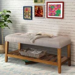 Light Gray and Oak Wooden Bench by Benjara 13 Light Gray and Oak Wooden Bench by Benjara -Cheap Benjara Store light gray and oak benjara dining benches bm158808 31 1000