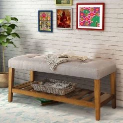 Light Gray and Oak Wooden Bench by Benjara 9 Light Gray and Oak Wooden Bench by Benjara -Cheap Benjara Store light gray and oak benjara dining benches bm158808 c3 1000