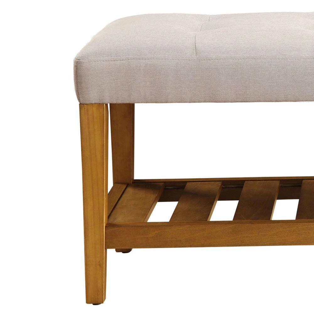Light Gray and Oak Wooden Bench by Benjara 2 Light Gray and Oak Wooden Bench by Benjara - Image 2