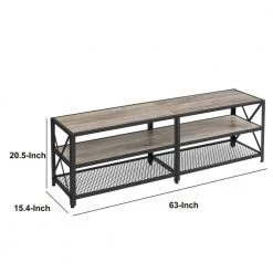 15.4 in Light Gray Wood TV Stand Entertainment Center Fits TV's up to 70 in. with 2 Mesh Shelves by Benjara -Cheap Benjara Store light gray benjara tv stands bm274792 44 1000