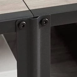 15.4 in Light Gray Wood TV Stand Entertainment Center Fits TV's up to 70 in. with 2 Mesh Shelves by Benjara -Cheap Benjara Store light gray benjara tv stands bm274792 4f 1000