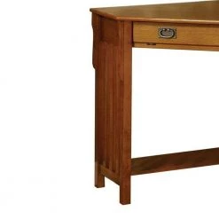 32 in. Corner Medium Oak Computer Desk with Solid Wood Material by Benjara -Cheap Benjara Store medium oak benjara computer desks bm123324 77 1000