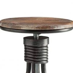 Vintage 19.7 in. H Brown and Black Metal Frame Swivel Counter Bar Stool with Round Seat by Benjara -Cheap Benjara Store metal and fabric benjara bar stools bm49341 44 1000