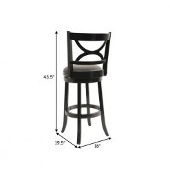 Ava 43.5 in. Midnight Black High Back Solid Wood Swivel Bar Stool with Rich Faux Leather Seat by Benjara -Cheap Benjara Store midnight black benjara bar stools bm274325 44 1000