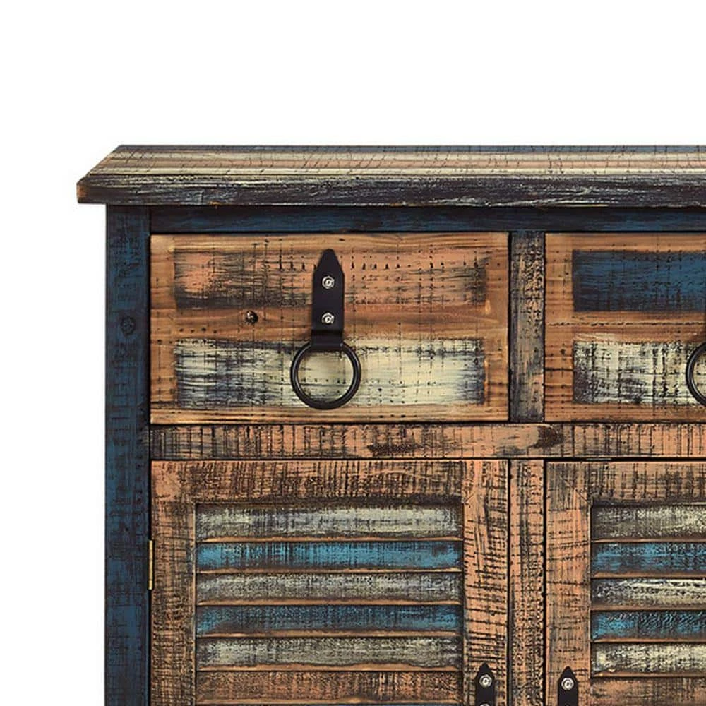 Multi Color Storage Cabinet with 2-Drawers and 2-Doors by Benjara 4 Multi Color Storage Cabinet with 2-Drawers and 2-Doors by Benjara - Image 4