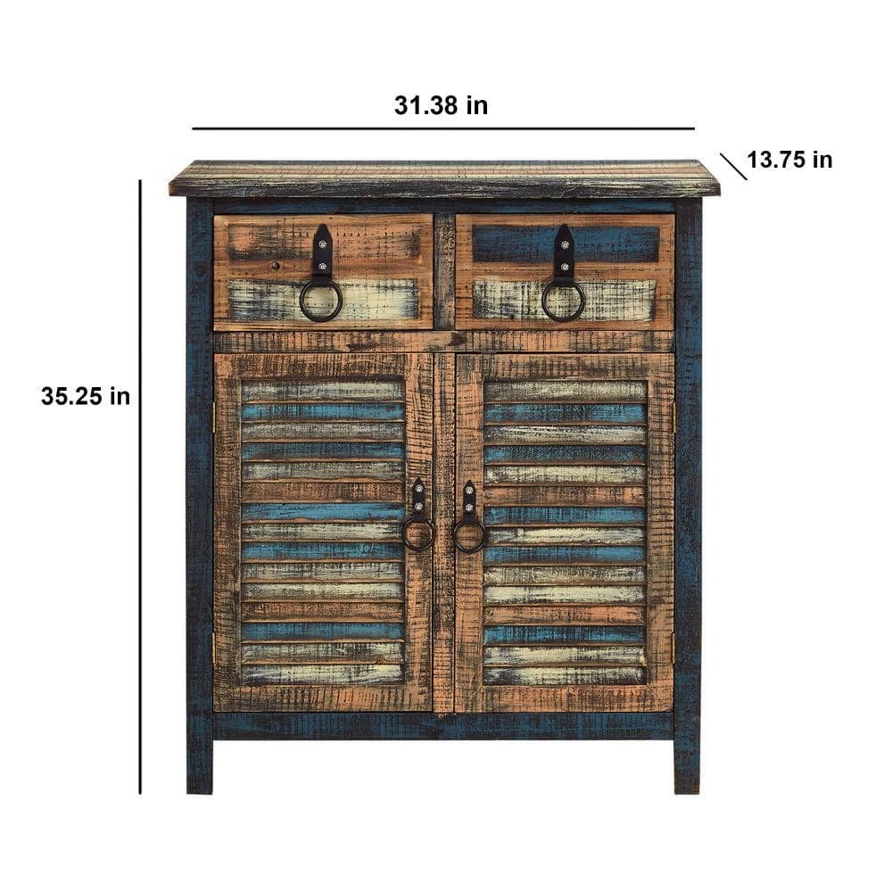 Multi Color Storage Cabinet with 2-Drawers and 2-Doors by Benjara 5 Multi Color Storage Cabinet with 2-Drawers and 2-Doors by Benjara - Image 5