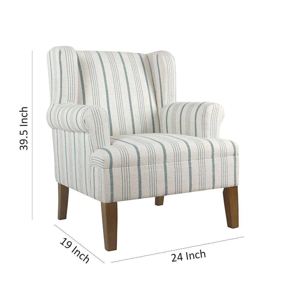 Multi-Color with Wing Back Fabric Upholstered Wooden Accent Chair by Benjara 6 Multi-Color with Wing Back Fabric Upholstered Wooden Accent Chair by Benjara - Image 6