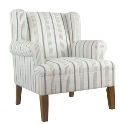 Multi-Color with Wing Back Fabric Upholstered Wooden Accent Chair by Benjara