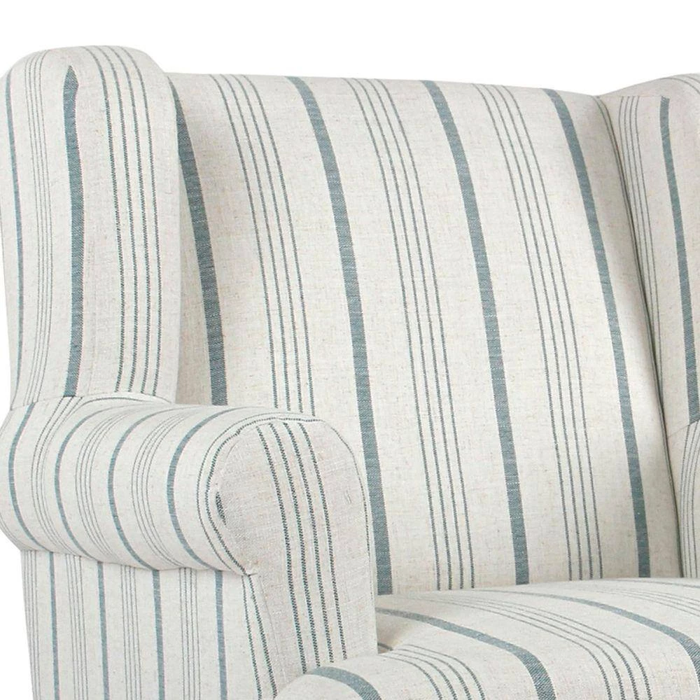 Multi-Color with Wing Back Fabric Upholstered Wooden Accent Chair by Benjara 3 Multi-Color with Wing Back Fabric Upholstered Wooden Accent Chair by Benjara - Image 3