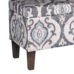 16 in. L x 36 in. W x 18 in. H Multicolor Large Damask Patterned Fabric Upholstered Wooden Bench with Hinged Storage by Benjara -Cheap Benjara Store multicolor benjara bedroom benches bm195784 4f 1000