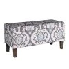 16 in. L x 36 in. W x 18 in. H Multicolor Large Damask Patterned Fabric Upholstered Wooden Bench with Hinged Storage by Benjara