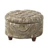 Paisley Multicolor Patterned Fabric Upholstered Wooden Ottoman with Hidden Storage 25 in. L x 25 in. W x 15 H by Benjara
