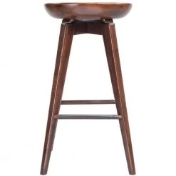17.5 in. H Natural Brown Contoured Seat Wooden Frame Swivel Bar Stool with Angled Legs by Benjara -Cheap Benjara Store natural brown benjara bar stools bm61422 4f 1000