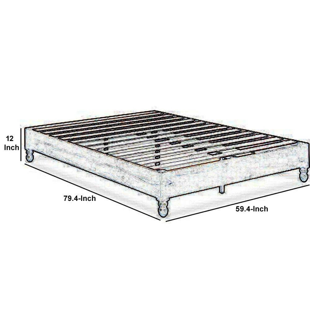 Natural Brown Slatted Queen Size Wooden Bed Frame with Turned Legs by Benjara 5 Natural Brown Slatted Queen Size Wooden Bed Frame with Turned Legs by Benjara - Image 5