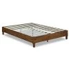 Natural Brown Slatted Queen Size Wooden Bed Frame with Turned Legs by Benjara