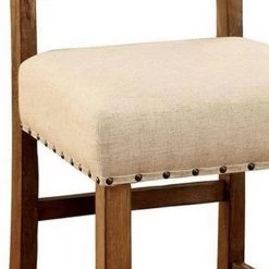 Sania Rustic Ivory Linen Counter Height Chair (Set of 2) by Benjara -Cheap Benjara Store natural tone benjara dining chairs bm131239 c3 1000