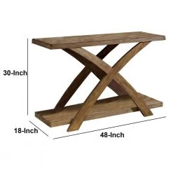 48 in. Oak Standard Rectangle Wood Console Table with Open Bottom Shelf by Benjara -Cheap Benjara Store oak benjara console tables bm183134 44 1000