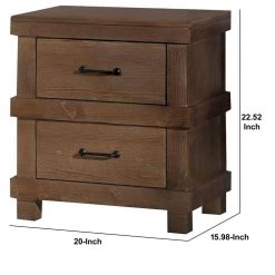 2-Drawer Antique Oak Nightstand with Metal Handle 20" L x 15.98" W x 22.52" H by Benjara -Cheap Benjara Store oak benjara nightstands bm185505 44 1000