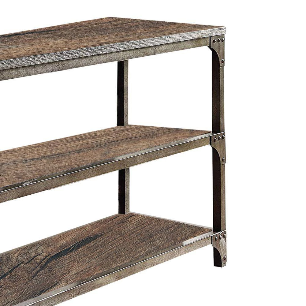 60 in. Weathered Oak/Brown Standard Rectangle Wood Console Table with 2-Shelves by Benjara 6 60 in. Weathered Oak/Brown Standard Rectangle Wood Console Table with 2-Shelves by Benjara - Image 6