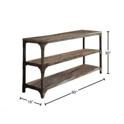 60 in. Weathered Oak/Brown Standard Rectangle Wood Console Table with 2-Shelves by Benjara 11 60 in. Weathered Oak/Brown Standard Rectangle Wood Console Table with 2-Shelves by Benjara -Cheap Benjara Store oak brown and antique silver benjara console tables bm154234 40 1000