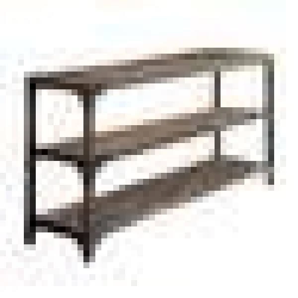 60 in. Weathered Oak/Brown Standard Rectangle Wood Console Table with 2-Shelves by Benjara 2 60 in. Weathered Oak/Brown Standard Rectangle Wood Console Table with 2-Shelves by Benjara - Image 2