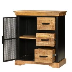 Oak Brown and Black Home Office Cabinet with 3 Drawers and Metal Frame by Benjara -Cheap Benjara Store oak brown and black benjara accent cabinets upt 263261 c3 1000