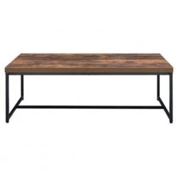 48 in. Weathered Oak Brown/Black Large Rectangle Wood Coffee Table with Veneer Top by Benjara -Cheap Benjara Store oak brown and black benjara coffee tables bm186264 fa 1000