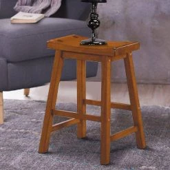24 in. H Oak Brown Wooden Counter Height Stool with Saddle Seat (Set of 2) by Benjara -Cheap Benjara Store oak brown benjara bar stools bm175972 c3 1000