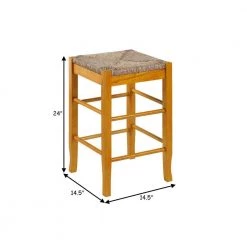 Chris 24 in. Oak Brown Counter Stool with Wood Frame and Handwoven Rush Seat by Benjara -Cheap Benjara Store oak brown benjara bar stools bm274265 44 1000