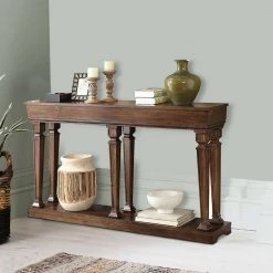 Garrison 72 in. Oak Brown Standard Rectangle Wood Console Table with Drawers by Benjara -Cheap Benjara Store oak brown benjara console tables bm154265 fa 1000