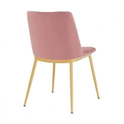 Messina Modern Pink Velvet and Gold Metal Leg Dining Room Chairs (Set of 2) by Benjara -Cheap Benjara Store pink and gold benjara dining chairs bm246065 1f 1000