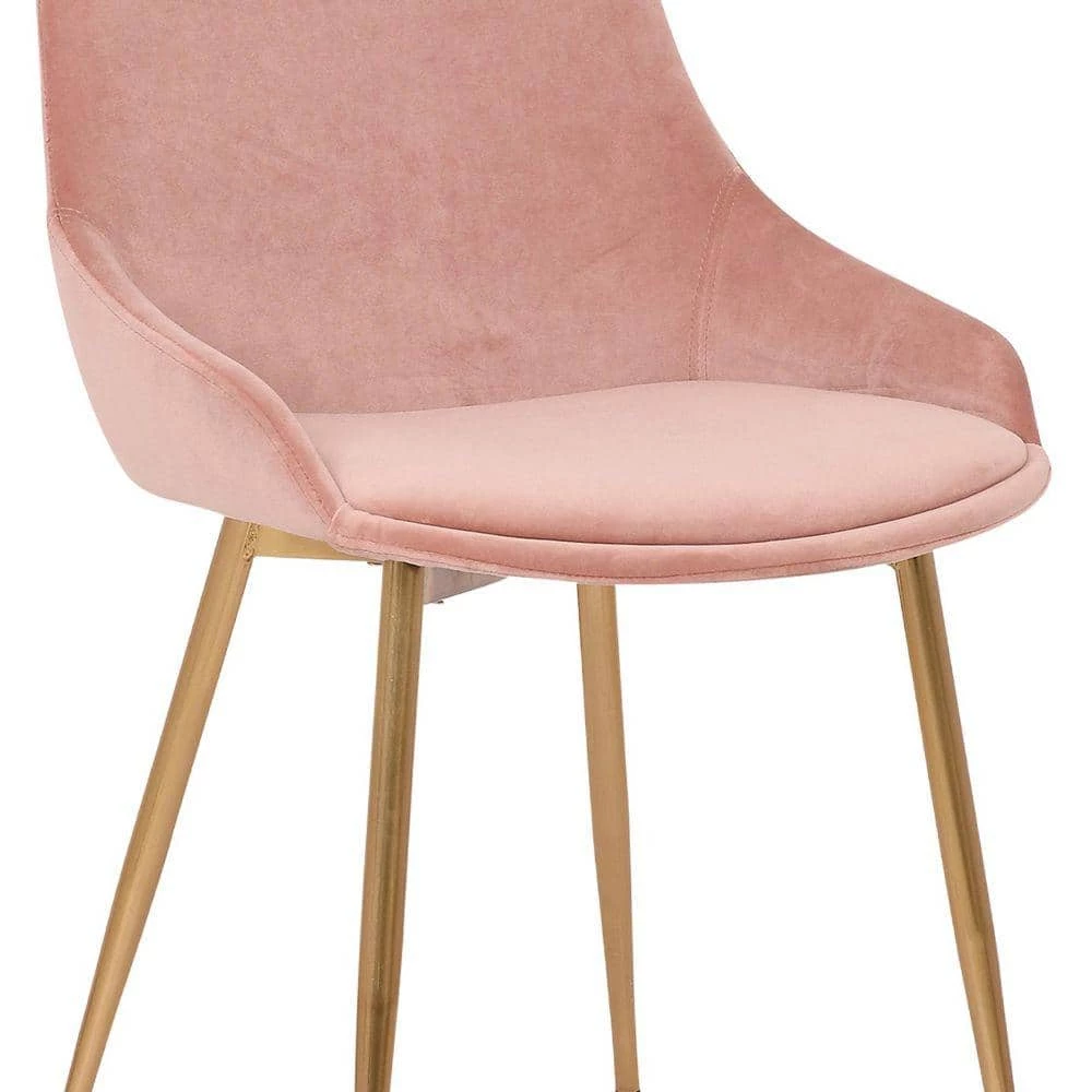 Pink Countered Fabric Upholstered Dining Chair with Sleek Metal Legs by Benjara 4 Pink Countered Fabric Upholstered Dining Chair with Sleek Metal Legs by Benjara - Image 4