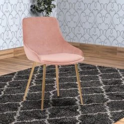 Pink Countered Fabric Upholstered Dining Chair with Sleek Metal Legs by Benjara 11 Pink Countered Fabric Upholstered Dining Chair with Sleek Metal Legs by Benjara -Cheap Benjara Store pink benjara dining chairs bm236745 31 1000