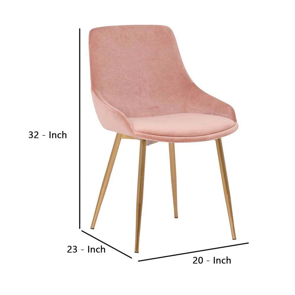 Pink Countered Fabric Upholstered Dining Chair with Sleek Metal Legs by Benjara 5 Pink Countered Fabric Upholstered Dining Chair with Sleek Metal Legs by Benjara - Image 5