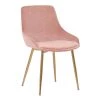 Pink Countered Fabric Upholstered Dining Chair with Sleek Metal Legs by Benjara