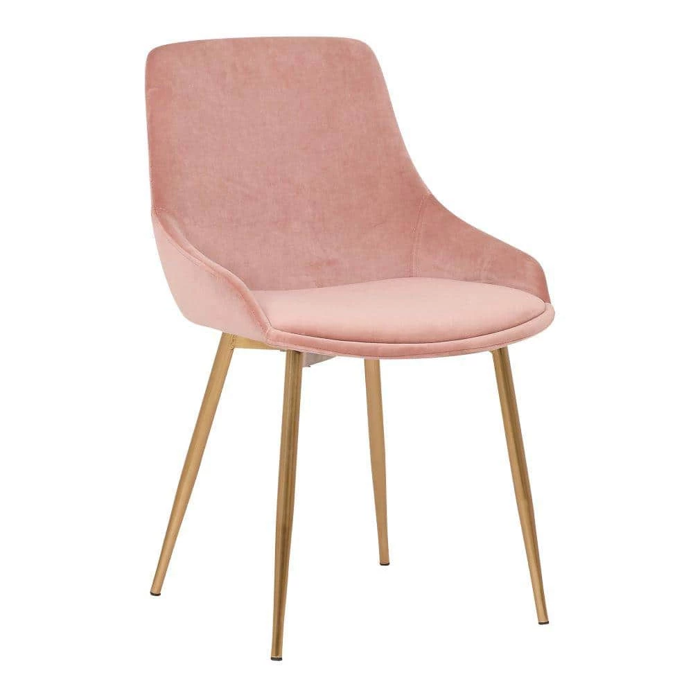 Pink Countered Fabric Upholstered Dining Chair with Sleek Metal Legs by Benjara 1 Pink Countered Fabric Upholstered Dining Chair with Sleek Metal Legs by Benjara