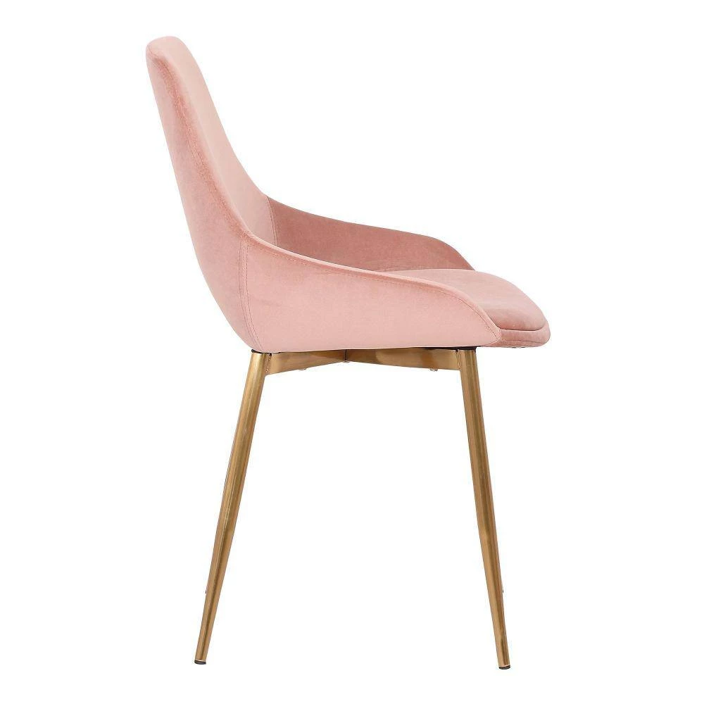 Pink Countered Fabric Upholstered Dining Chair with Sleek Metal Legs by Benjara 2 Pink Countered Fabric Upholstered Dining Chair with Sleek Metal Legs by Benjara - Image 2
