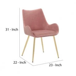 Pink Dining Chair with Sloped Arms and Metal Legs by Benjara -Cheap Benjara Store pink benjara dining chairs bm270420 44 1000