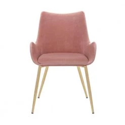 Pink Dining Chair with Sloped Arms and Metal Legs by Benjara -Cheap Benjara Store pink benjara dining chairs bm270420 c3 1000