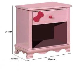 21" H x 16" W x 19" L Transitional 1-Drawer Pink Wooden Nightstand with Arched Base by Benjara -Cheap Benjara Store pink benjara kids nightstands bm235458 44 1000
