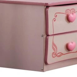 Pink 2-Drawer Wooden Nightstand with Heart Knob Pulls 19.75 in. x 19.5 in. x 19 in. by Benjara -Cheap Benjara Store pink benjara nightstands bm239802 1f 1000