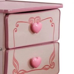 Pink 2-Drawer Wooden Nightstand with Heart Knob Pulls 19.75 in. x 19.5 in. x 19 in. by Benjara -Cheap Benjara Store pink benjara nightstands bm239802 4f 1000
