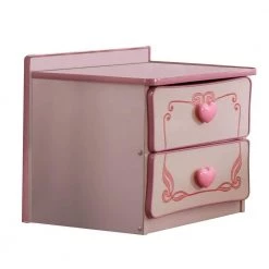 Pink 2-Drawer Wooden Nightstand with Heart Knob Pulls 19.75 in. x 19.5 in. x 19 in. by Benjara