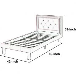 Polyurethane Pink Twin Size Bed with High Headboard by Benjara -Cheap Benjara Store pink benjara platform beds bm167271 fa 1000