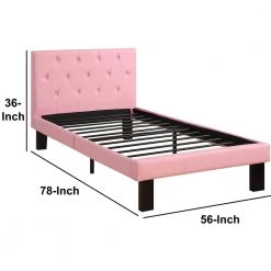 Faux Leather Upholstered Pink Full Size Bed with Tufted Headboard by Benjara -Cheap Benjara Store pink benjara platform beds bm171750 4f 1000