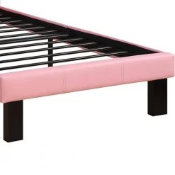 Faux Leather Upholstered Pink Full Size Bed with Tufted Headboard by Benjara -Cheap Benjara Store pink benjara platform beds bm171750 fa 1000