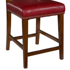 39.5 in. H Red and Brown Wooden Counter Stool with Nailhead Trim Accents by Benjara -Cheap Benjara Store red and brown benjara bar stools bm16623 c3 1000