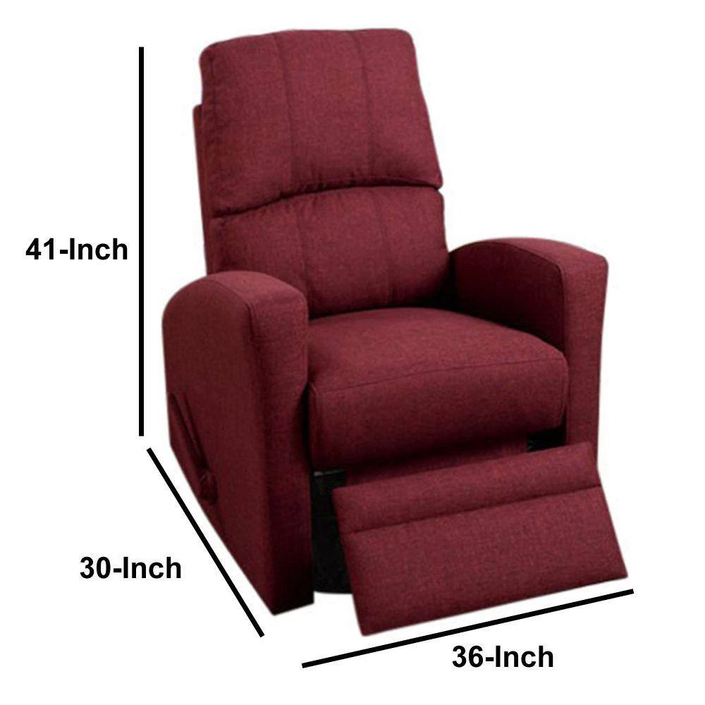 Red Swivel Recliner Chair in Carmine Poly-Fiber Fabric by Benjara 6 Red Swivel Recliner Chair in Carmine Poly-Fiber Fabric by Benjara - Image 6