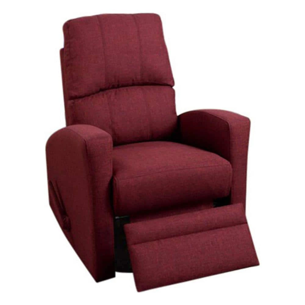 Red Swivel Recliner Chair in Carmine Poly-Fiber Fabric by Benjara 1 Red Swivel Recliner Chair in Carmine Poly-Fiber Fabric by Benjara